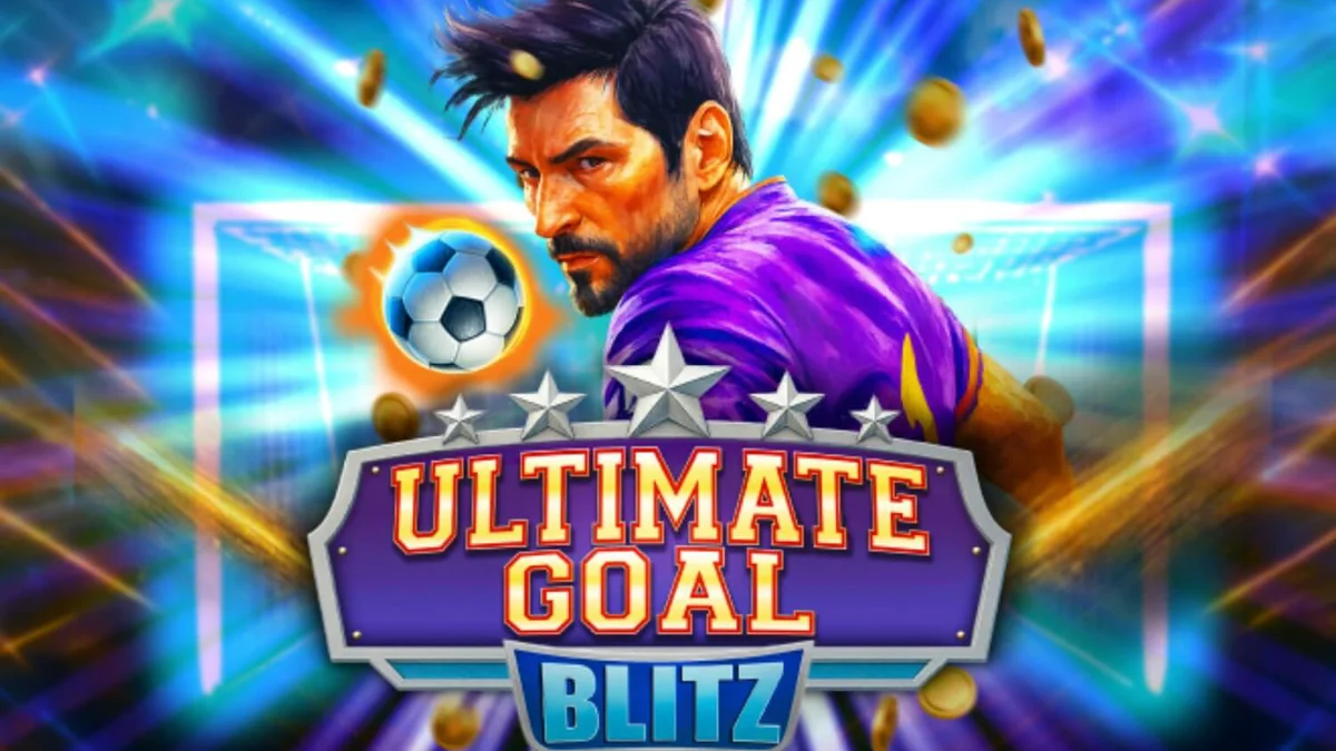 Tampilan visual lapangan sepak bola dalam slot Ultimate Goal Blitz